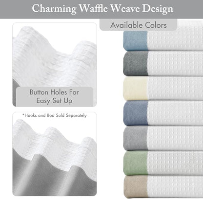 Madison Park Spa Waffle Shower Curtain Pieced Fabric with 3M Scotchgard Moisture Management Modern Home Bathroom Decorations, Tall 72"x84", Grey | Striped, Pieced Fabric Design, 3M Scotchgard Moisture Management, Hotel Quality, Modern, for Bathroom, OE...