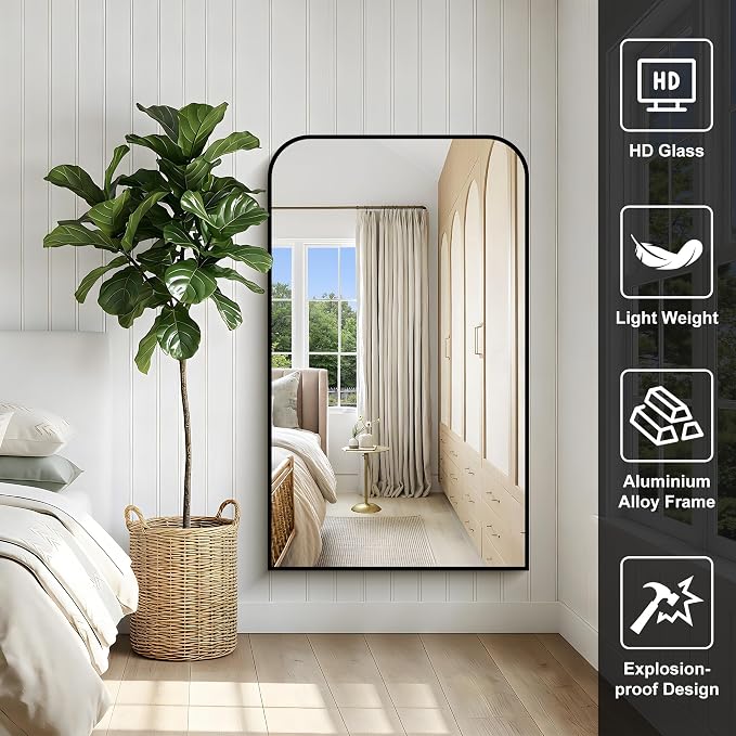 COFENY Bathroom Mirror, 30x50 inch Black Rectangle Wall Mounted Mirror with Thin Frame, Bathroom Vanity Mirrors for Over Sink, Entryway, Living Room, Bedroom
