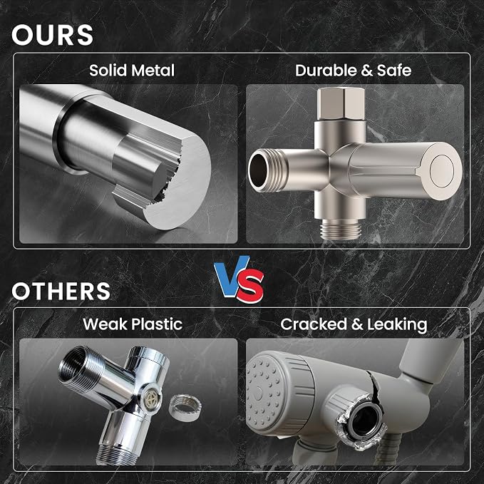 Veken Multi-Function Shower Head with Handheld, High Pressure, Starlight | Square Rainfall Showerhead with 5-mode Hand Held Spray, Dual Shower Heads Combo, Detachable Showerheads with Hose, Home Gifts