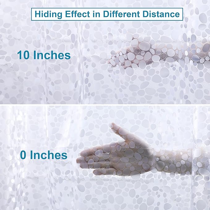 NTBAY EVA Shower Curtain Liner, 72 x 72, 6 Gauge, Semi Clear Pebbles | Water-repellent EVA Liner with 3 Bottom Magnets, 12 Reinforced Grommets, and 12 Plastic Hooks