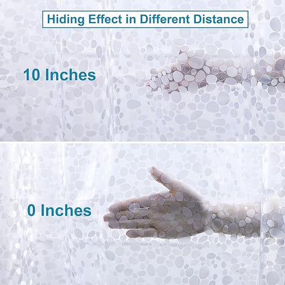 NTBAY EVA Shower Curtain Liner, 72 x 72, 6 Gauge, Semi Clear Pebbles | Water-repellent EVA Liner with 3 Bottom Magnets, 12 Reinforced Grommets, and 12 Plastic Hooks