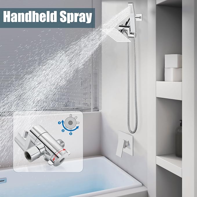 Aolemi Shower Faucet Set System with Handheld 6 Inch Head Oil Rubbed Bronze | Shower Valve and Trim Kit,6 Inch Head and Handle Set,Handheld Spray,Bathroom Renovation or Remodeling
