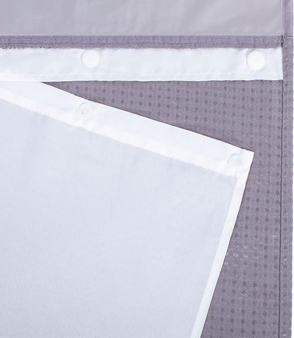 RiverDream Heavyweight Waffle No Hook Shower Curtain with Liner,Lilac,71x74 | Dotted Waffle,Snap-in Liner,Heavy Duty,Quick Dry,Mesh Top Window,With Bottom Magnets,Hotel-Grade,Washable,Standard Size