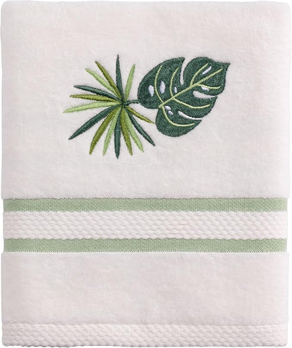 Avanti Linens - 3pc Towel Set, Soft & Absorbent Cotton Towels (Viva Palm Collection), White