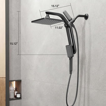 Dual Filtered Rainfall Handheld Showerhead Spray Combo with 7 Modes | 2026 Upgraded Shower Head Combo, Dual Filtration For Skin & Hair Care, One-Button Filter Replacement, Matte Black