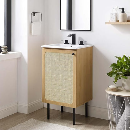 Modway EEI-6691-OAK-WHI Chaucer 18" Bathroom Vanity, Oak White