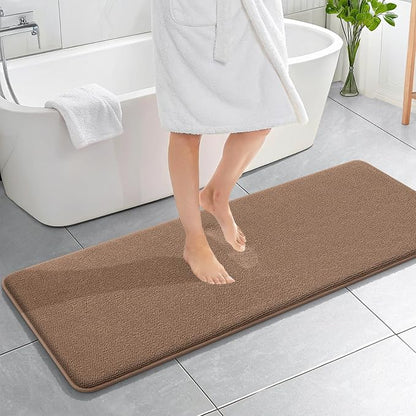 OLANLY Memory Foam Bathroom Runner Rugs 59x20, Absorbent Long Mat, Mocha | Soft Quick Dry Bath Rugs, Non-Slip Carpet, Machine Washable Mat for Bathroom Floor, Tub and Shower, Home Decor Accessories