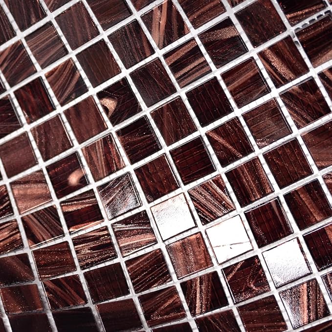 11.5 sq.ft Pruple Glass Mosaic Tile for Bathroom, Pool, Kitchen Backsplash | Waterproof Wall & Floor Tile. Heat & frost resistant outdoors. Mesh-mounted easy install. Use any grout. Easy clean. 10pcs.