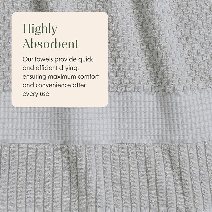 100% Cotton 6 Piece Bath Towel Set | Grey Towels | Oeko‑TEX Standard 100 | Soft & Absorbent, Quick‑Dry | Trinity Collection - Quiet Grey