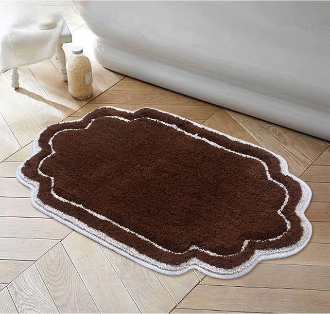 Home Weavers Allure Collection 100% Cotton Tufted Bathroom Rug, Soft and Absorbent Bath Rugs, Non-Slip Bath Carpet, Machine Wash Dry Bath Mats for Bathroom Floor, 24"x40" Bath Rug, Brown