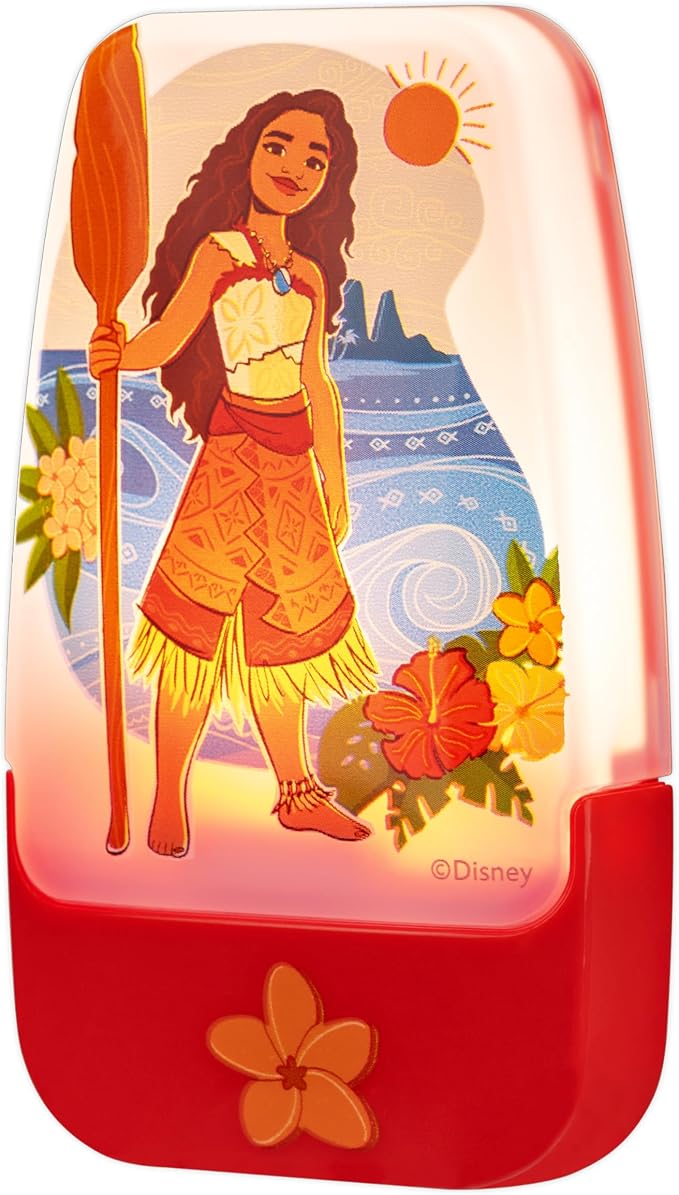 Disney Moana Plug in Night Light for Kids, LED Nightlight Plug into Wall | Dusk to Dawn Sensor, Birthday Gift for Girl Toddler Baby, Kids Room Bedroom Bathroom Nursery Essentials, UL Listed, 85993