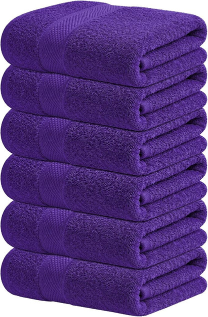 Infinitee Xclusives Purple Hand Towels for Bathroom - Set of 6 (16x28 inches) 600 GSM, 100% Cotton Ultra Soft, Quick Drying, Hotel Quality Hand Towel Set (Profound Purple)