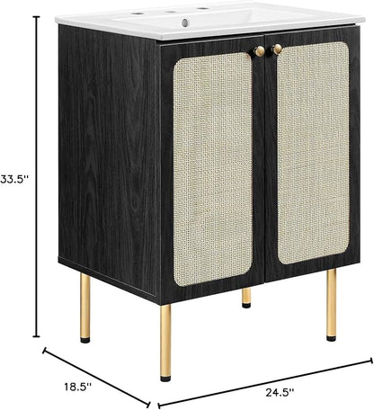 Modway EEI-6693-BLK-WHI Chaucer 24" Bathroom Vanity, Black White