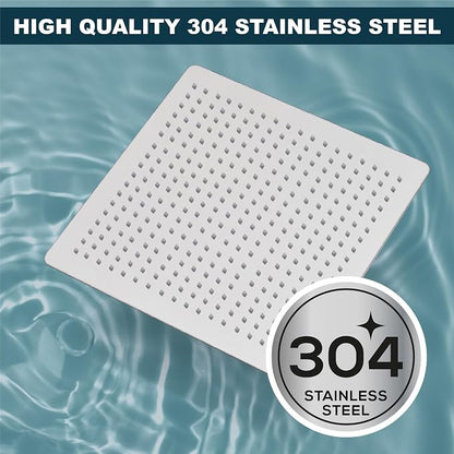Midanya Square Rain Shower Head,High Pressure,Polish Chrome 16 Inch | 360°Swivel,Ceiling or Wall Mount,Waterfall Full Body Coverage,Bathroom Remodel,Stainless Steel Large Rainfall Shower Head
