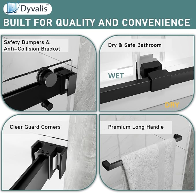 43-48" W x 76" H Frameless Double Sliding Shower Door for Walk-in Shower,5/16" (8mm) SGCC Certified Clear Tempered Safety Glass,Easy-Clean Coating,Quiet Heavy-Duty Roller System,Matte Black