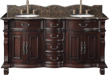 64 Inch Traditional Style Solid Wood Hopkinton Double Sink Bathroom Vanity-Model GD-4438SB-64