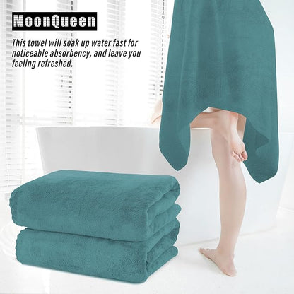 MOONQUEEN 6 Pack Premium Bath Towel Set - Quick Drying - Microfiber Coral Velvet Highly Absorbent Towels - Multipurpose Use as Bath Fitness, Bathroom, Shower, Sports, Yoga Towel (Teal)