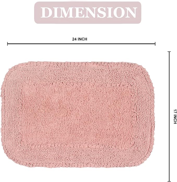 Home Weavers Radiant Collection 100% Cotton Bathroom Rugs Set, Machine Washable Rug, Extra Soft and Absorbent Bath Rug, Kitchen Mat, Bath Mat Set, Bath Floor Mat Non Slip, 17"x24" Rectangle, Pink