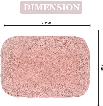 Home Weavers Radiant Collection 100% Cotton Bathroom Rugs Set, Machine Washable Rug, Extra Soft and Absorbent Bath Rug, Kitchen Mat, Bath Mat Set, Bath Floor Mat Non Slip, 17"x24" Rectangle, Pink