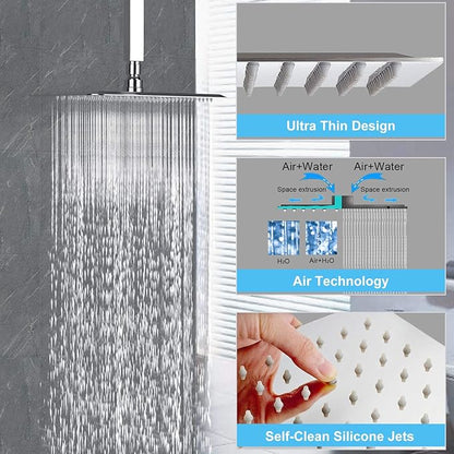 SunCleanse Rainfall Shower Faucet Set Polished Chrome Shower Combo Set for Bathroom with High Pressure 10 inch Shower Head with Handheld Shower Valves Shower Head and Handheld Ceiling Mounted