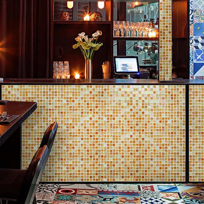 5.75 Sq.Ft Iridescent Orange Glass Mosaic Tile for Bathroom, Backsplash | Waterproof Wall & Floor Tile. Heat & frost resistant outdoors, Swimming Pool, Fireplace, Restaurants, Hotels, Laundry, 10pcs.