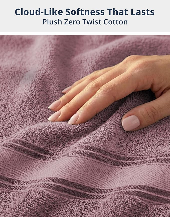 LANE LINEN Towel Set 18 Piece Soft Absorbent Quick Dry - Wishful Mauve | Cotton Bath Towel Set - Terry Weave Comfort, Long-Lasting Comfort, Hotel-Style Look, Gets Softer With Every Wash