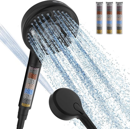 SunCleanse Filtered Shower Head with Handheld,9-Spray Setting High Pressure Detachable Shower Head with 4 Filters for Hard Water - Filter Chlorine, Improve Skin and Hair Texture(4 Filters, Chrome)