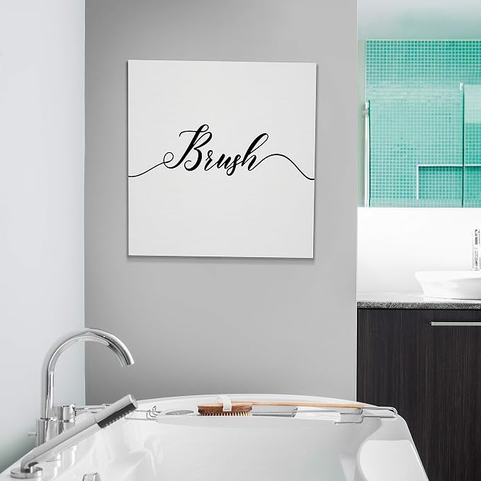 Renditions Gallery Simple Brush Sign Bathroom Décor Gallery Wrapped Canvas Wall Art, 16x16,