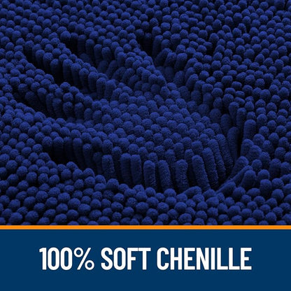 OLANLY Bathroom Runner Rugs 47x17, Extra Soft Absorbent Chenille Bath Rugs | Navy, Quick-Drying Rubber Backing, Machine Washable Long Bath Mat for Bathroom Floor, Tub and Shower, Home Decor Accessories
