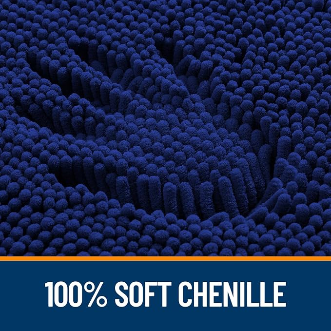 OLANLY Small Bathroom Rugs 24x16, Extra Soft Absorbent Chenille Bath Rugs | Navy, Quick-Drying Rubber Backing, Machine Washable Bath Mat for Bathroom Floor, Tub and Shower, Home Decor Accessories