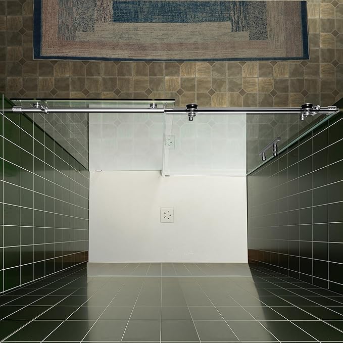 Woodbridge 57.5-60" W x 80" H Frameless Single Sliding Soft-Close Shower Door with Tempered Glass & Explosion Proof Film in Chrome Finish
