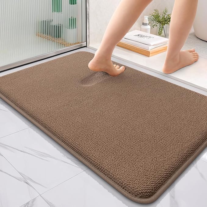 OLANLY Thick Memory Foam Bathroom Rugs 36x24, Absorbent Bath Mat, Mocha | Soft Quick Dry Bath Rugs, Non-Slip, Machine Washable Carpet for Bathroom Floor, Tub and Shower, Home Decor Accessories