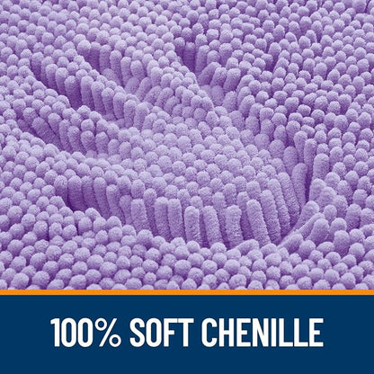 OLANLY Bathroom Runner Rugs 40x24, Extra Soft Absorbent Chenille Bath Rugs | Lavender, Quick-Drying Rubber Backing, Washable Long Bath Mat for Bathroom Floor, Tub and Shower, Home Decor Accessories