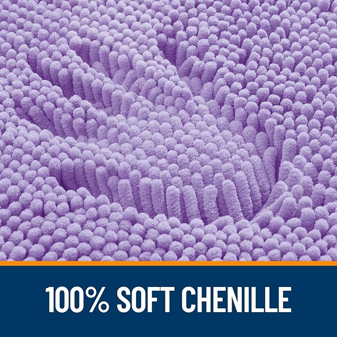 OLANLY Toilet Rugs U-Shaped 24x20, Soft Absorbent Chenille Contour Rugs | Lavender, Quick-Drying Rubber Backing, Machine Washable Non-Slip Shaggy Bathroom Mat for Toilet, Home Decor Accessories