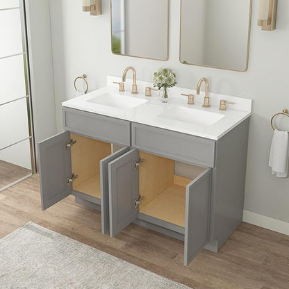 Vanity Art 48 Inch Bathroom Vanity Base Cabinet Double Sink Top (Without Sink), Soft Closing Door, Storage Unassembled Cabinet, Grey, 2ea 24 Inch Cabinet Combo