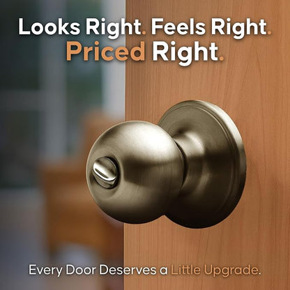 Copper Creek BK2030AB Ball Door Knob, Privacy Function, 1 Pack, in Antique Brass