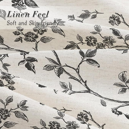 MitoVilla Extra Long Linen Floral Shower Curtain for Bathroom,72 x 84 | Extra Long BoHo Cottagecore Spring Shower Curtains, Modern Farmhouse Country Plant Leaves Bathroom Décor, 72 x 84