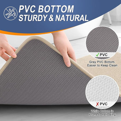 OLANLY Thick Memory Foam Bathroom Rugs 30x20, Absorbent Bath Mat, Beige | Soft Quick Dry Bath Rugs, Non-Slip, Machine Washable Carpet for Bathroom Floor, Tub and Shower, Home Decor Accessories