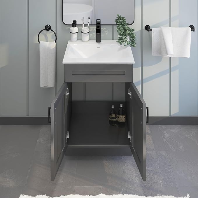 Grey Shaker Sink Base Bathroom Vanity 24"/30"/36" Width (24" Width)