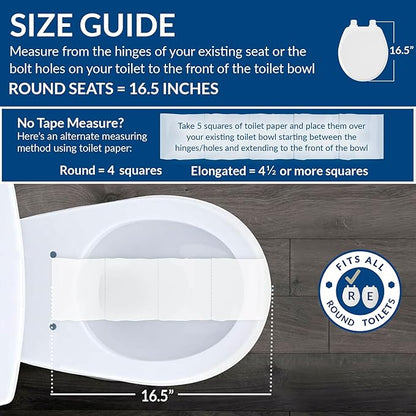 CHURCH Toilet Seat, Easy Clean Hinges Release for Deep Cleans, Durable Enameled Wood Seat, Round, Biscuit