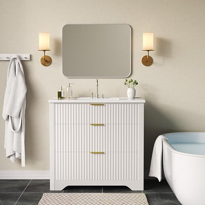 GarveeHome 36 Inch Bathroom Vanity with Sink, Fluted Bathroom Sink Cabinet