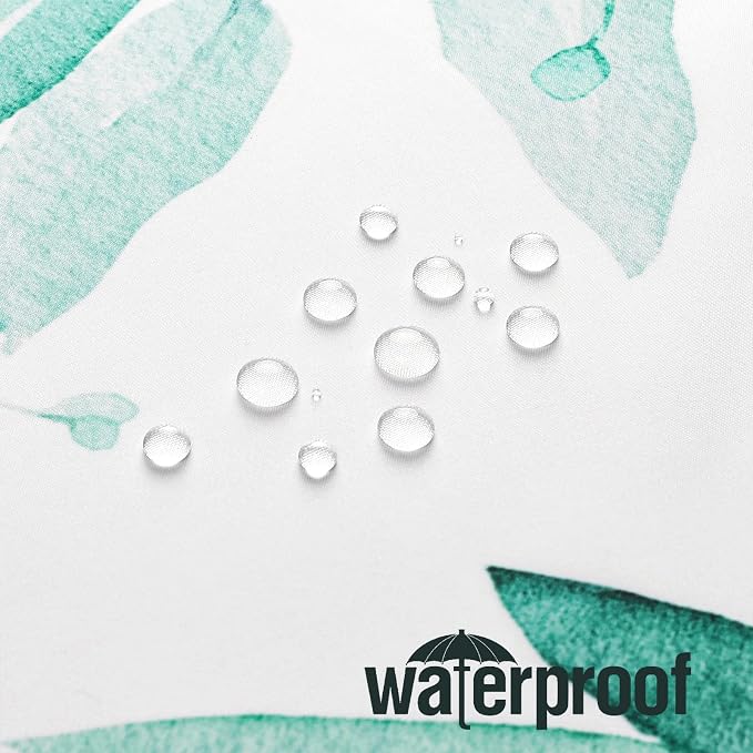 Teal Eucalyptus Shower Curtain, Watercolor Floral Print, 36x72 | Watercolor Plant Leaves Floral Print, Small Stall Waterproof Fabric Bathroom Decor, Machine Washable, Rustproof Grommets