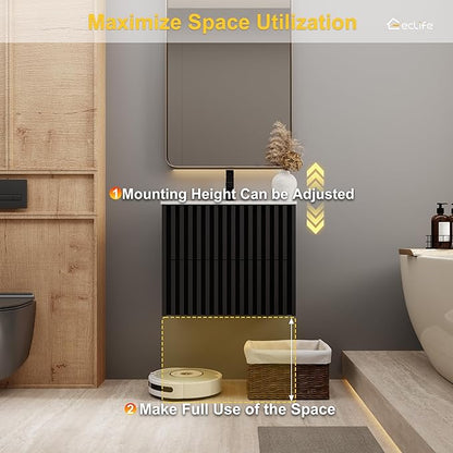 eclife 24" Floating Bathroom Vanity with Sink Combo, Modern Wall Mounted Cabinet with 2 Fluted Drawers, Undermount Sink, Faucet, Drain, Black