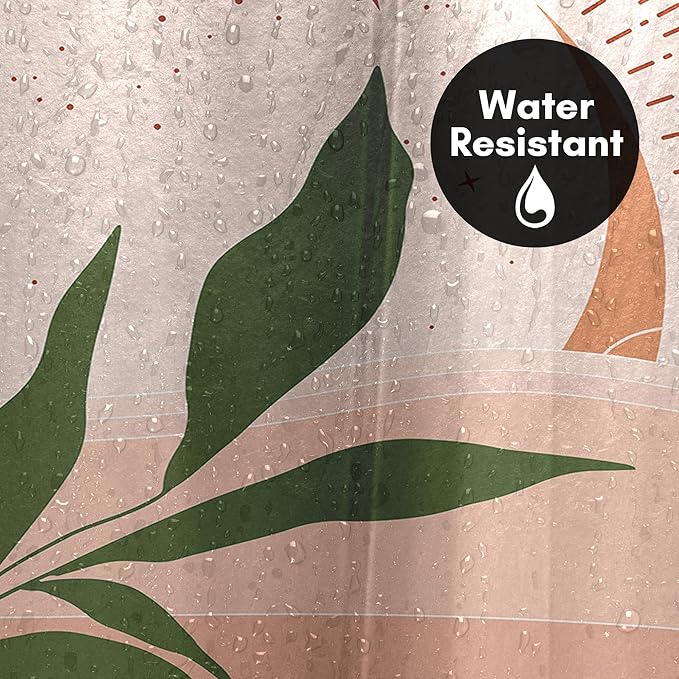 Americanflat 71x74 Boho Shower Curtain - Water-Resistant Long Shower Curtain with Durable Metal Grommets and 12 Hooks - 100% Polyester - Sage Green, Terracotta, Blush Pink and Rust Red