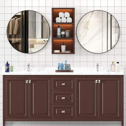 USHOWER 2- Pack Bathroom Mirrors for Over Sink, 24 Inch Circle Mirror with Metal Frame, Black Wall Mirror Modern Decoration for Vanity, Entryway, Living Room, Hallway and Bedroom