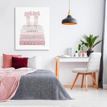 Chic Shoes Glam Bookstack Fashion, 36 x 48 Inch Canvas Wall Art | Stupell Industries · By Amanda Greenwood · Ready to hang · Chic gift for fashion lovers · Made in USA
