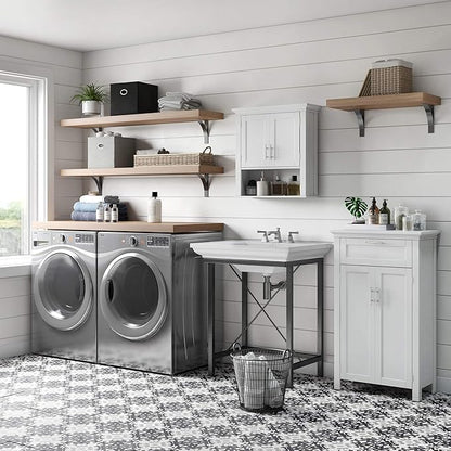 RiverRidge Somerset Two-Door Bathroom and Laundry Wall Mount Storage Medicine Cabinet with Open and Adjustable Shelf - White | Two-Door, Wall Mount, Storage, Open, Adjustable Shelf