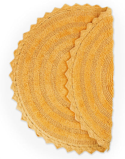 DII Crochet Collection Reversible Bath Mat, Round, 27.5" Diameter, Yellow