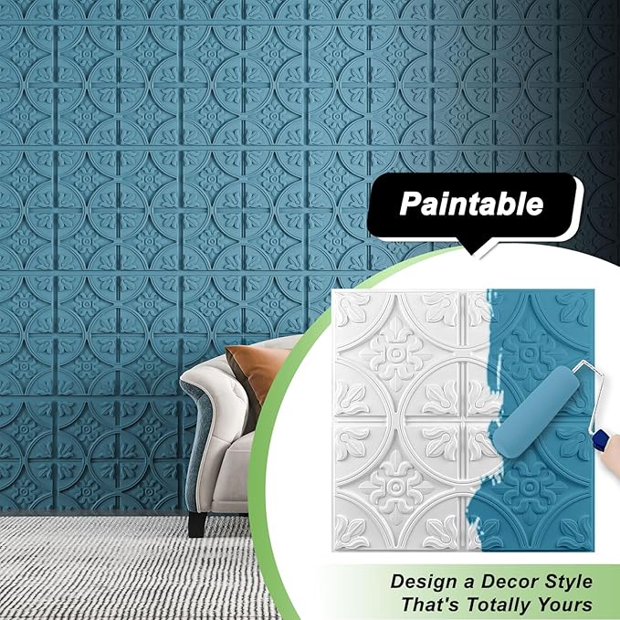 Art3d 12 (Pack of 12) Wall Panel Traditional, White