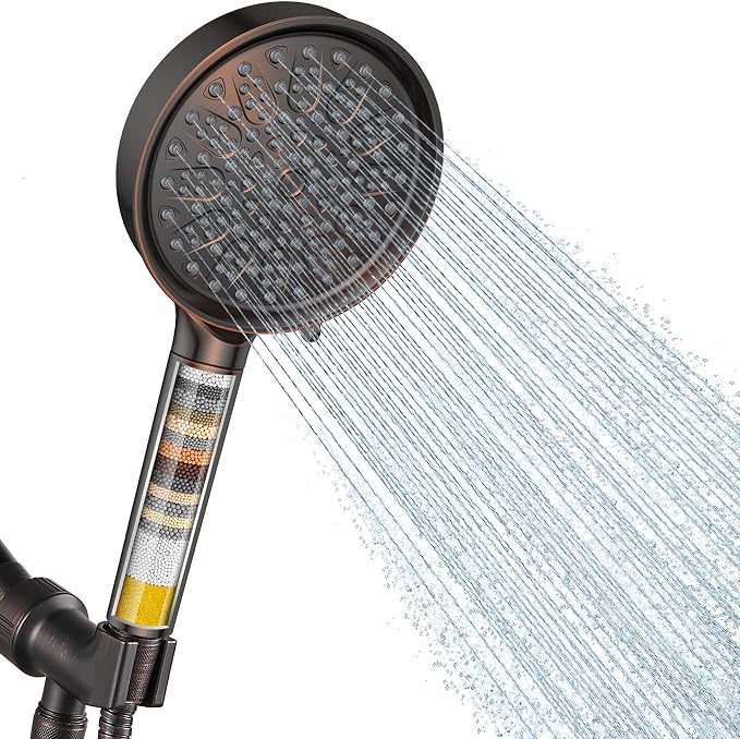 Cobbe Filtered Shower Head with Handheld, High Pressure 6 Spray Mode Showerhead with Filters, Water Softener Filters Beads for Hard Water - Remove Chlorine - Reduces Dry Itchy Skin, Oil Rubbed Bronze | High Pressure 6 Spray Mode Shower Head with Filter...